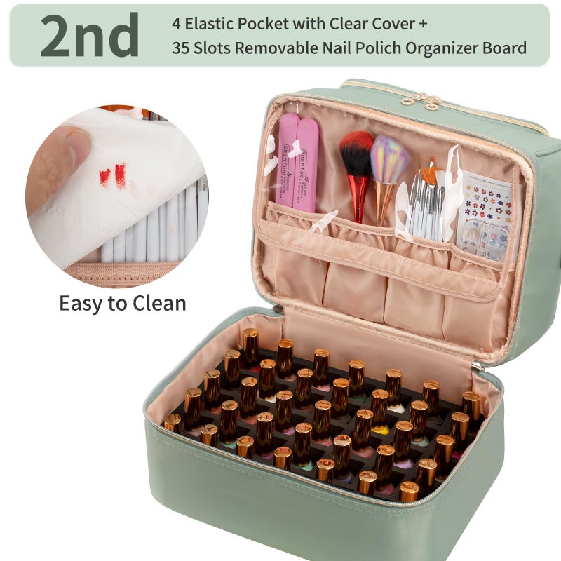 CUBETASTIC Nail Polish Organizer Case  Nail Supplies Storage Box Holds 45 Bottles Nail Polish & Nail Lamp  Travel Nail Tech Carrying Case  Nail Kit Bag For Nail Stuff & Manicure Tools - Image 3